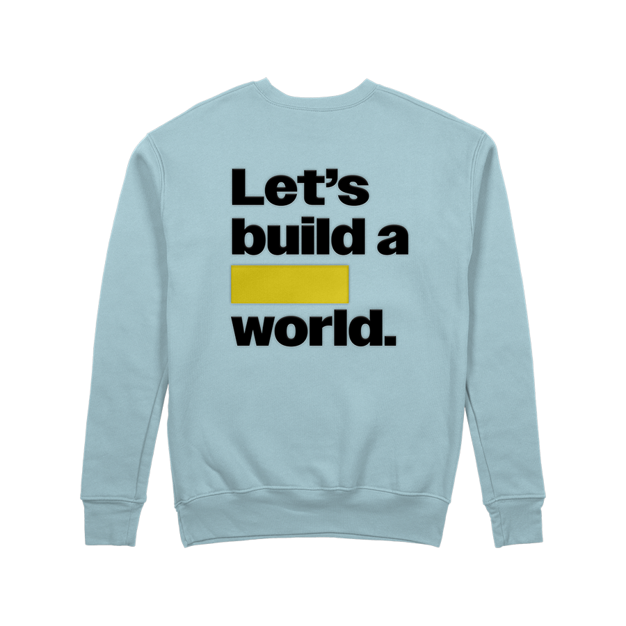 butter sky blue puff brick crewneck